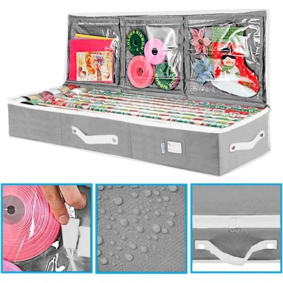 Wrapping Paper Storage Container | Gift Wrap Organizer Under Bed 41”x14”x6” Box - Picture 3 of 6